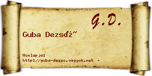 Guba Dezső névjegykártya